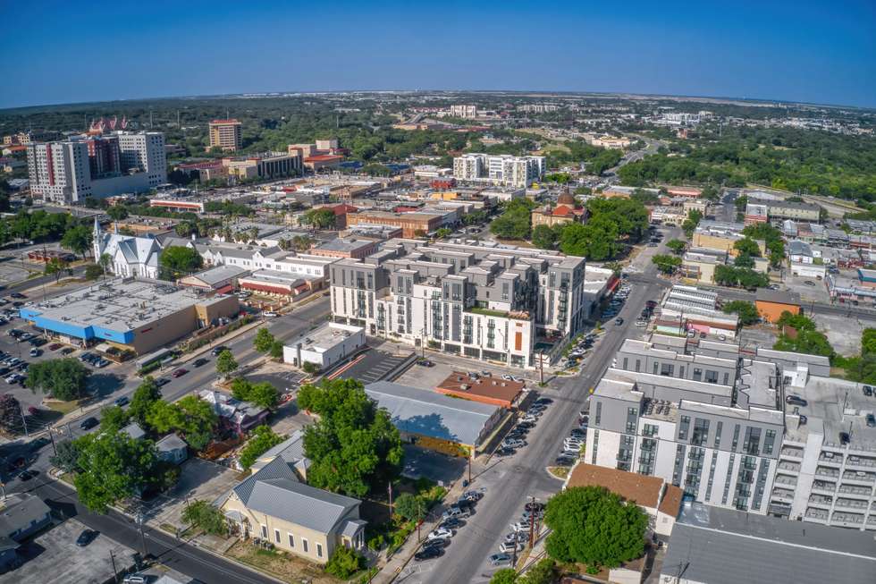 Ariel view of a college town